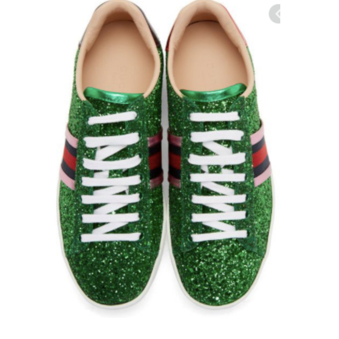 Green clearance glitter sneakers